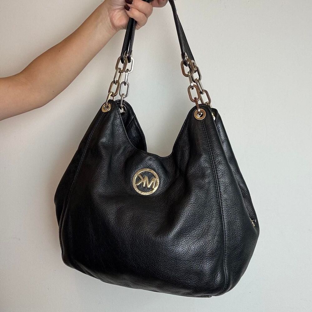 Michael Kors Vintage Y2K Black Leather Hobo Shoulder Bag